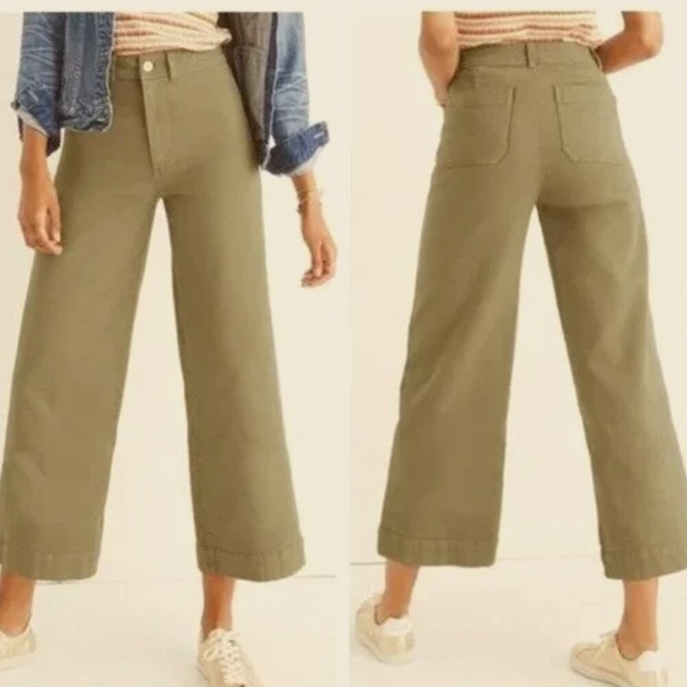 NEW NWT! MADEWELL EMMETT WIDE-LEG CROP PANTS DARK KHAKI HIGH RISE sz 36